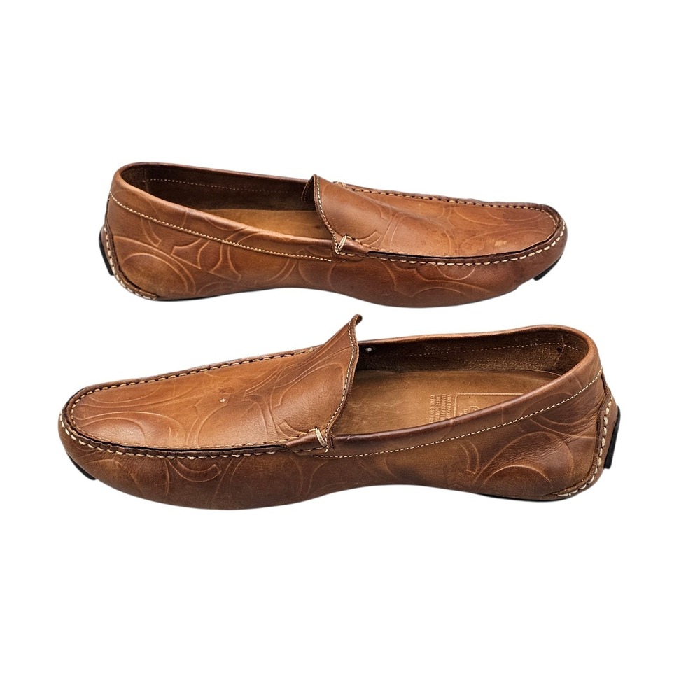 Coach Men's Size 10.5 D US Evan Brown Logo Embossed Driving Loafers Shoes READ - Picture 7 of 8